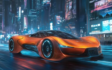 Obraz premium Car of the future professional advertising poster