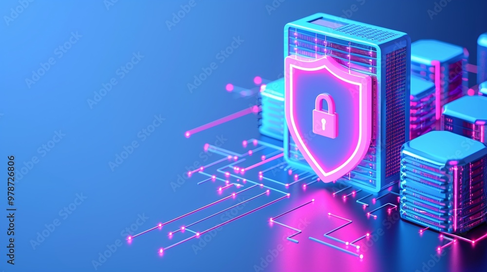 Aufkleber futuristic digital security concept with a shield symbol, representing data protection and cybersecu