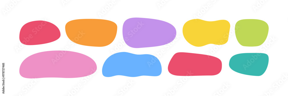 Fototapete hand drawn organic rectangle frames. abstract doodle liquid shapes. organic free flat blobs. irregul
