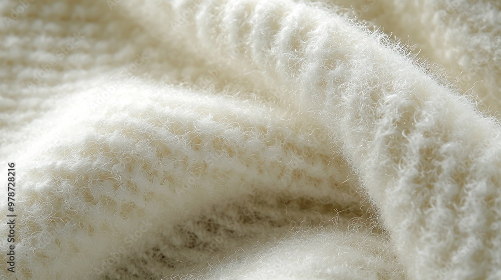 Poster white fluffy woolen fabric texture : generative ai