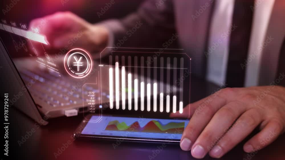 Poster the trader monitors the fall of the yen 4k