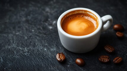 Cup of Espresso Coffee on Black Table : Generative AI