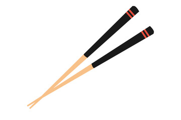 Chopsticks asian cutleries isolated icon.Isolated vector bamboo sticks, Japanese restaurant utensil for grasping food. Bamboo Wooden Sticks for Sushi.