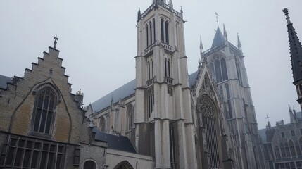The iconic Saint Bavo's Cathedral in Ghent with its stunning Gothic architecture.