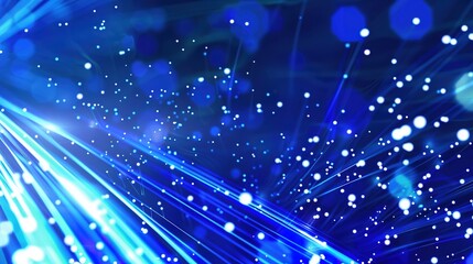 Fototapeta premium Dynamic blue light rays in motion abstract vector design for science and technology wallpaper