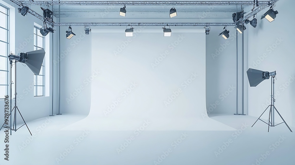 Leinwandbilder empty white studio backdrop in vector eps 10 : generative ai