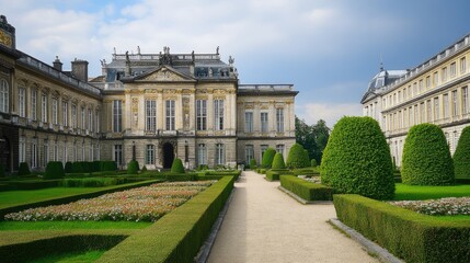 Obraz premium The Royal Palace of Brussels with its grand architecture and formal gardens.
