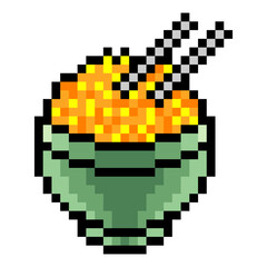 Rice bowl in pixel art style