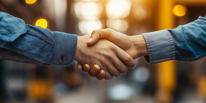 Businessmen shaking hands in a successful partnership agreement