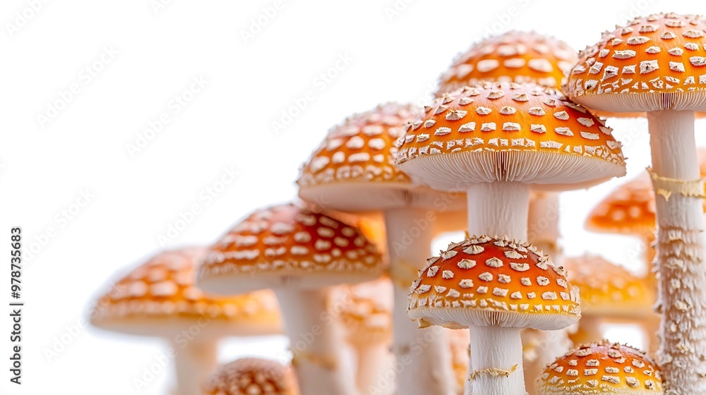 Poster mushrooms border on white background : generative ai