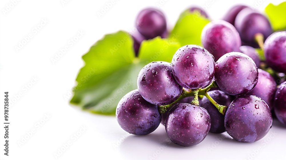 Poster Bunch of Grape Berries Isolated on White Background : Generative AI