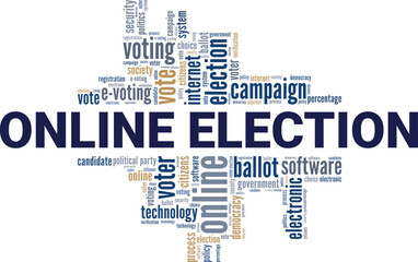 Online Election word cloud conceptual design isolated on white background.