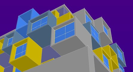  architecture modular facades 3d illustration