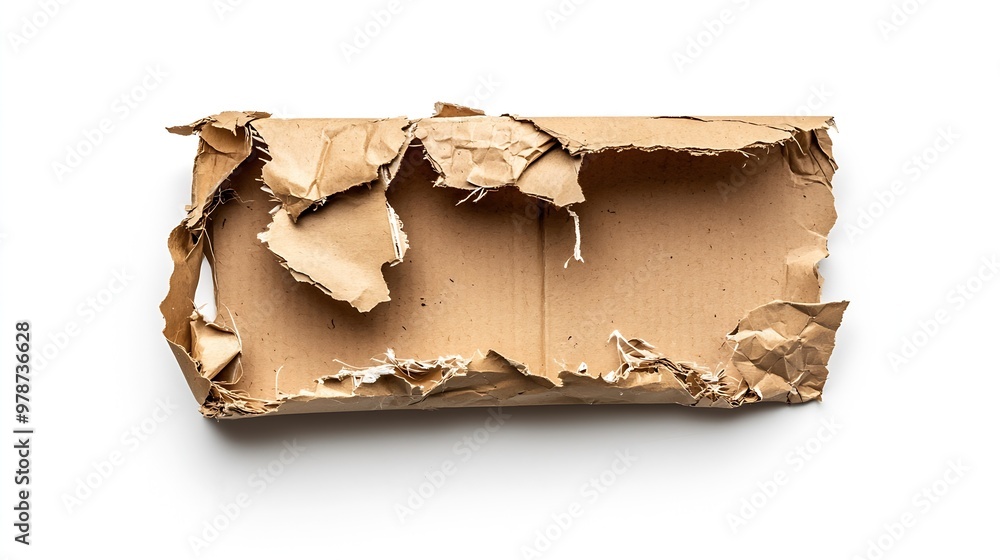 Poster torn piece of carton isolated on white background : generative ai