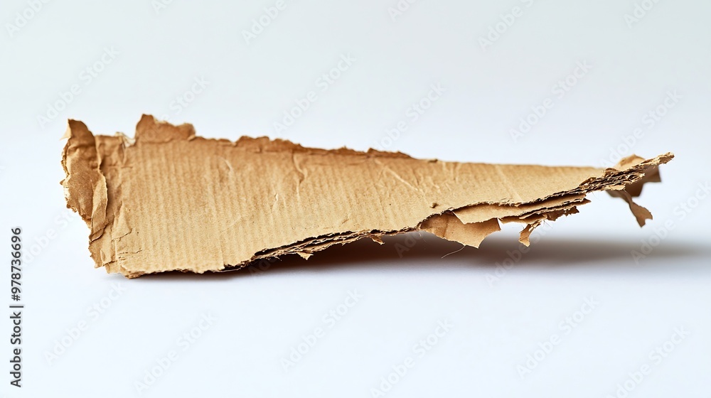Poster piece of ragged cardboard isolated on white background : generative ai