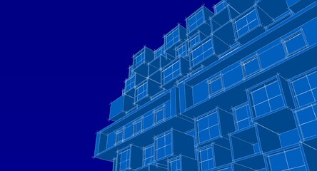  architecture modular facades 3d illustration