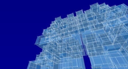  architecture modular facades 3d illustration