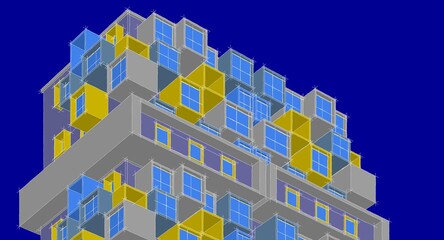  architecture modular facades 3d illustration