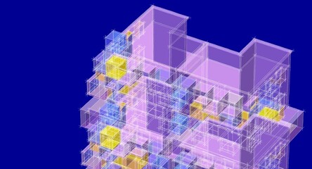 Fototapeta premium architecture modular facades 3d illustration