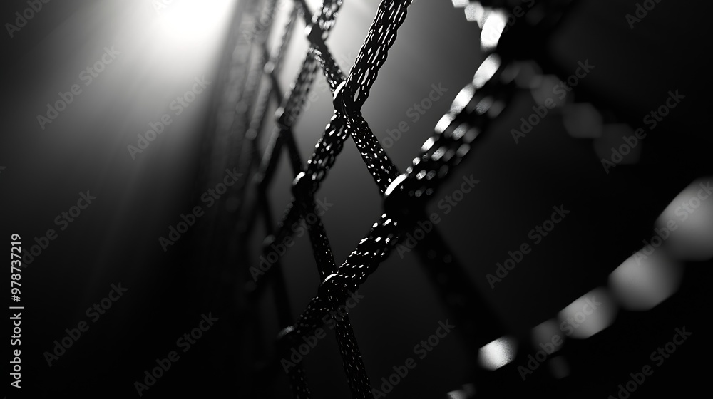 Aufkleber metallic netting over the black background : generative ai