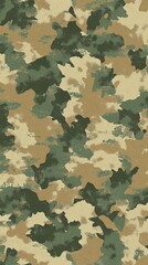 Artistic camouflage pattern blending earthy greens and browns in an abstract design