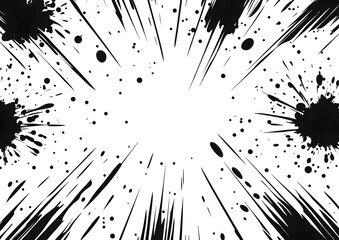 Cracked Surface Texture with Grunge Splatter Effect in Black and White