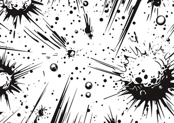 Cracked Surface Texture with Grunge Splatter Effect in Black and White