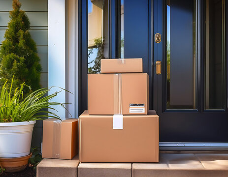  Amazon Prime delivery boxes at a front door, symbolizing fast delivery and online shopping._1(27)