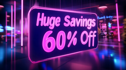 Huge Friday discount announcement featuring 60% off savings in a vibrant shopping environment