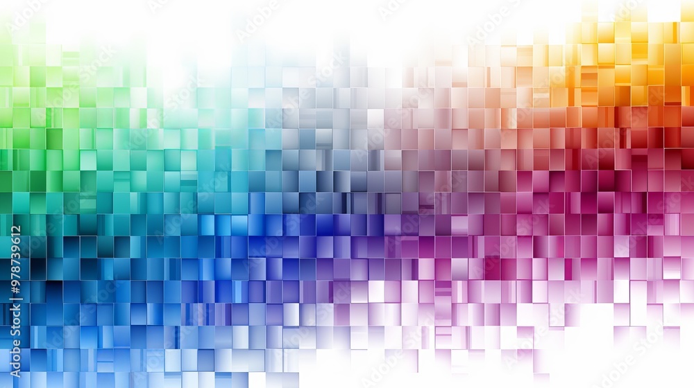 Poster colorful abstract mosaic of overlapping shapes creating a vibrant gradient effect