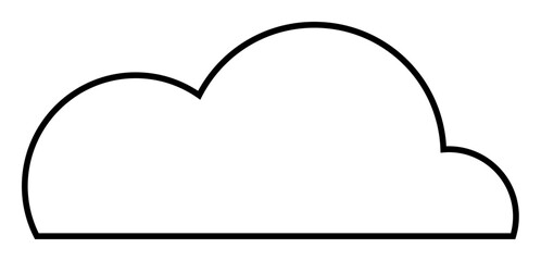 A clean black outline of a cloud against a white background. Ideal for design projects, weather icons, digital illustrations, educational materials, and minimalist art.