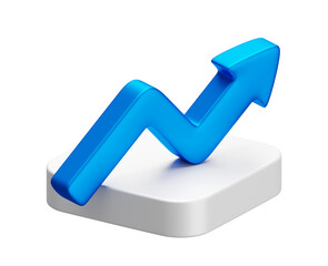 PNG Up arrow 3d icon illustration business concept isolated transparent background. Growth direction graphic sign chart graph design increase symbol financial stock market exchange target navigation.