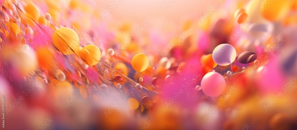 Sticker Abstract Colorful Background with Floating Spheres