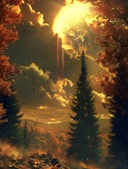 Fototapeta premium Autumn mountain scenery with colored leaves