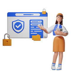 Business Account Security 3D character