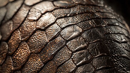 Fototapeta premium Close-up of textured reptile skin showcasing intricate patterns and natural shine