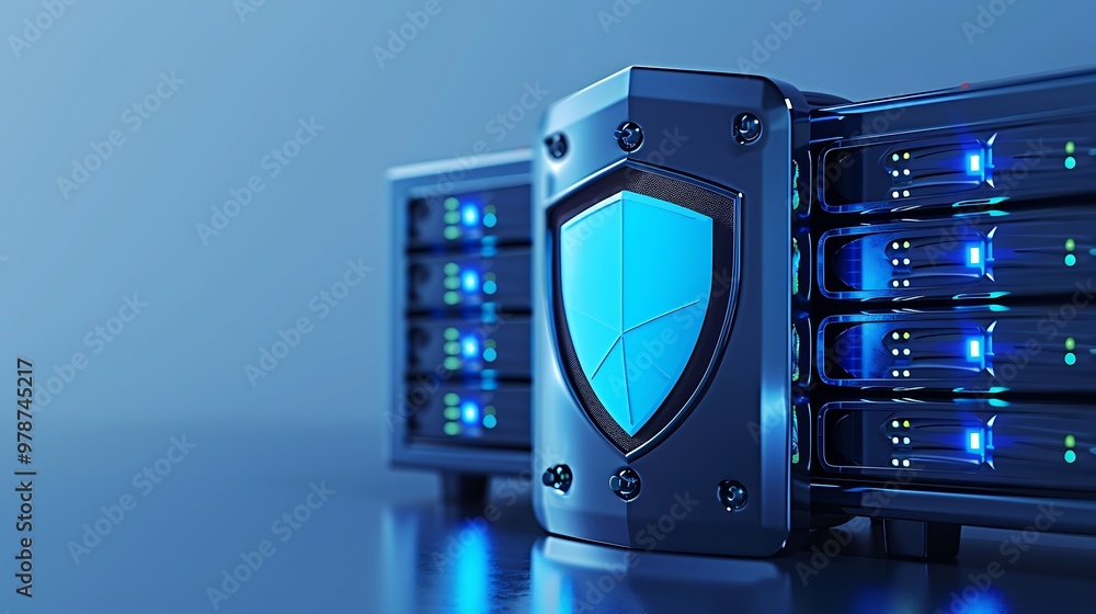 Aufkleber modern data server with security shield, showcasing advanced technology and digital protection in a 