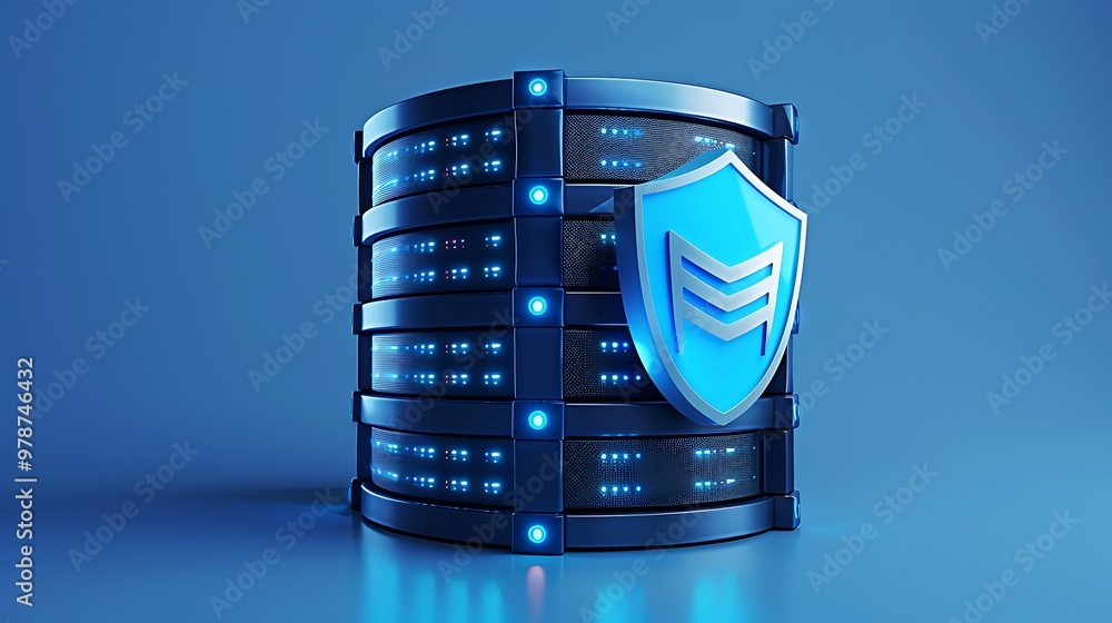 Canvas Prints modern data storage with security shield, emphasizing cybersecurity and data protection technology i