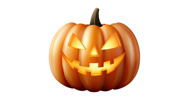 Halloween jack-o-lantern pumpkin with a spooky face isolated on white