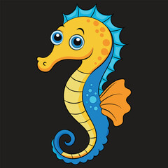 Hand drawn cartoon seahorse illustration