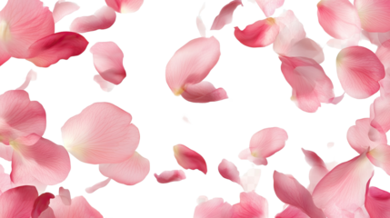 Seamless pattern of pink rose petals and hearts, perfect for romantic occasions and Valentine's Day decorations