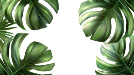 Green leaves with a white background, showcasing fresh foliage and nature's beauty in a simple, illustrative design