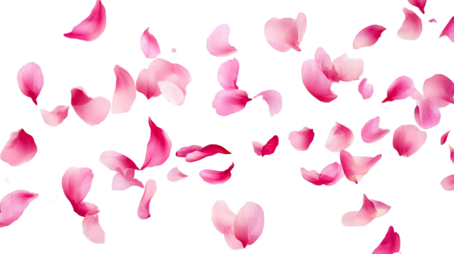 Seamless pattern of pink rose petals and hearts, perfect for romantic occasions and Valentine's Day decorations