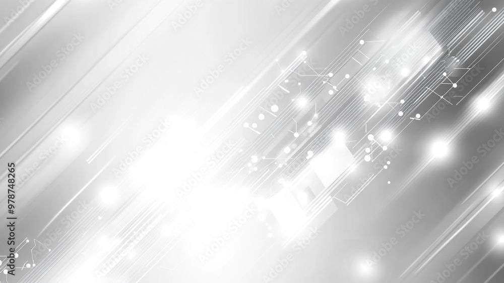Poster abstract light patterns on a white background with a digital, technological appearance