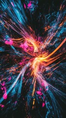 Vibrant explosion of colors and light creating an abstract cosmic phenomenon