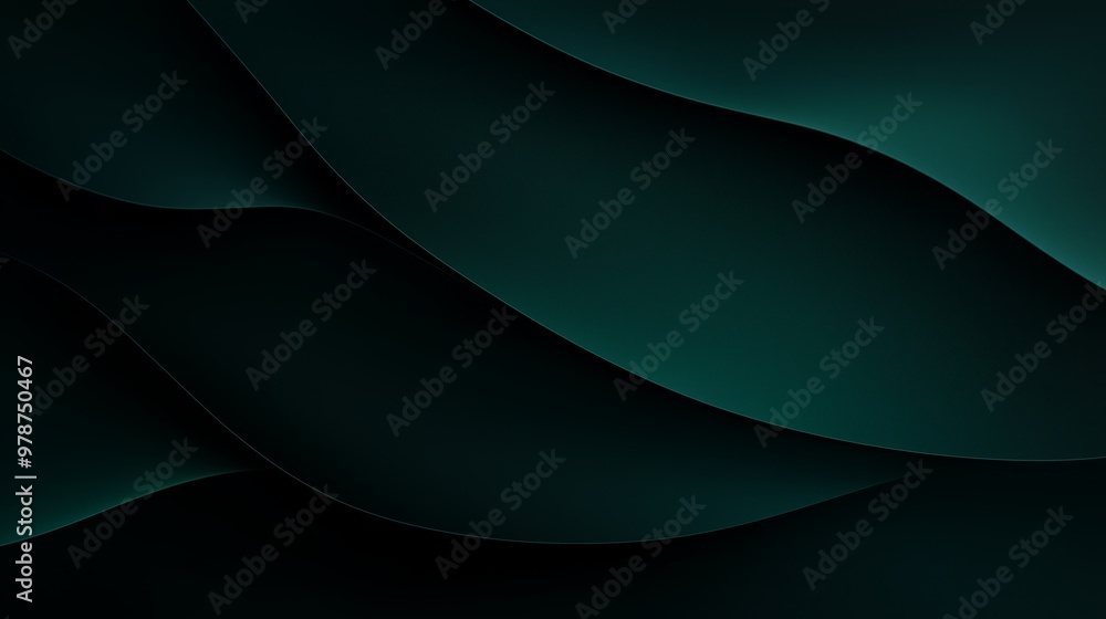 Poster abstract dark green wave pattern with smooth curves and gradients, perfect for backgrounds or artist