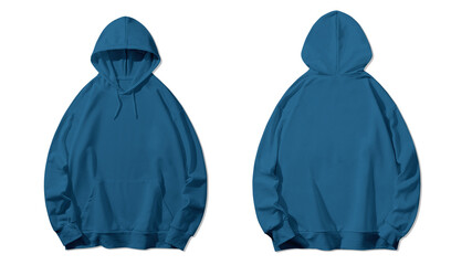 Teal Hoodie Mockup, Front and Back View.  Isolated on White Background. Ready for your design!