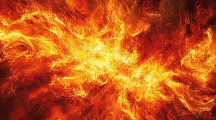 Vibrant flames dance wildly in a fiery explosion of color and light in the heart of nature