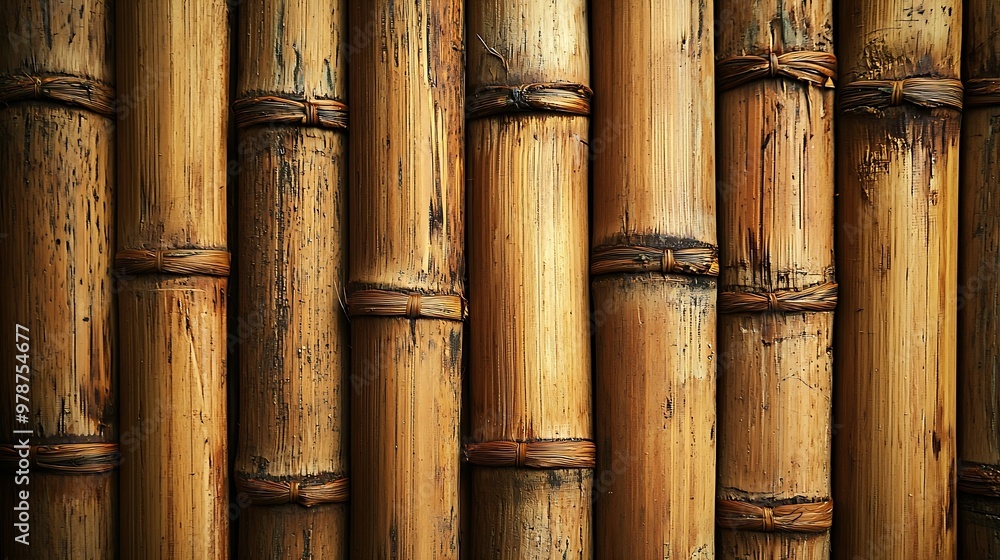 Poster bamboo mat background top view : generative ai
