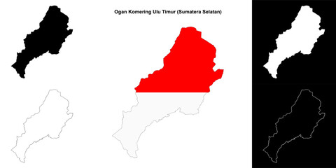 Ogan Komering Ulu Timur blank outline map set